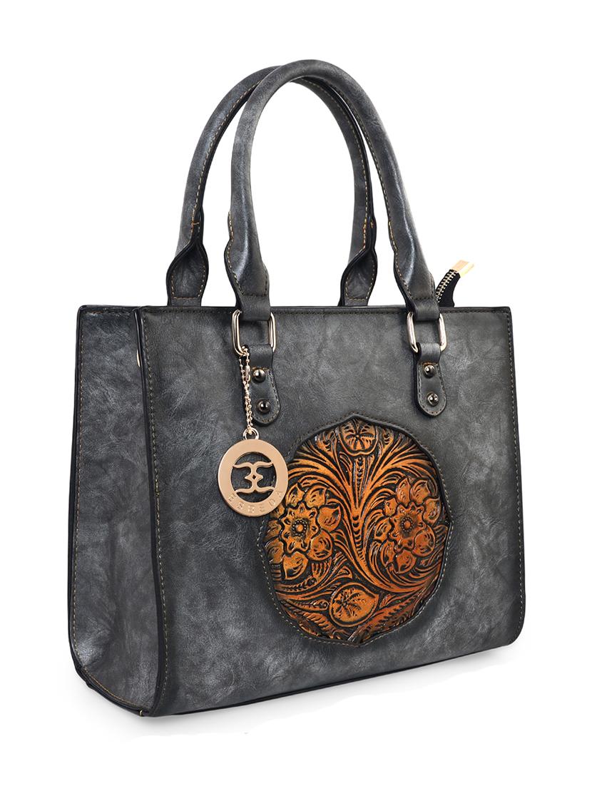 grey leatherette (pu) handbag - 18394177 - Standard Image - 3