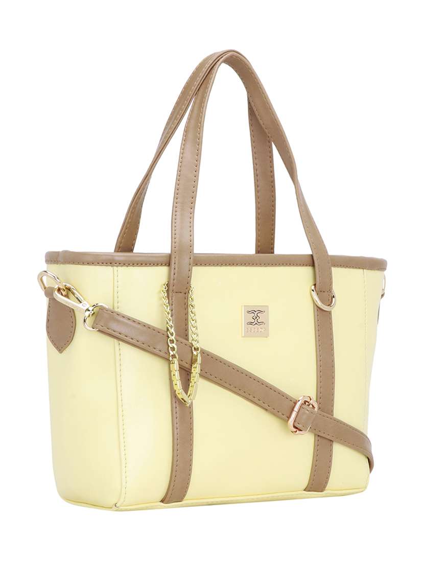 yellow leatherette (pu) handbag - 18394214 -  Standard Image - 3