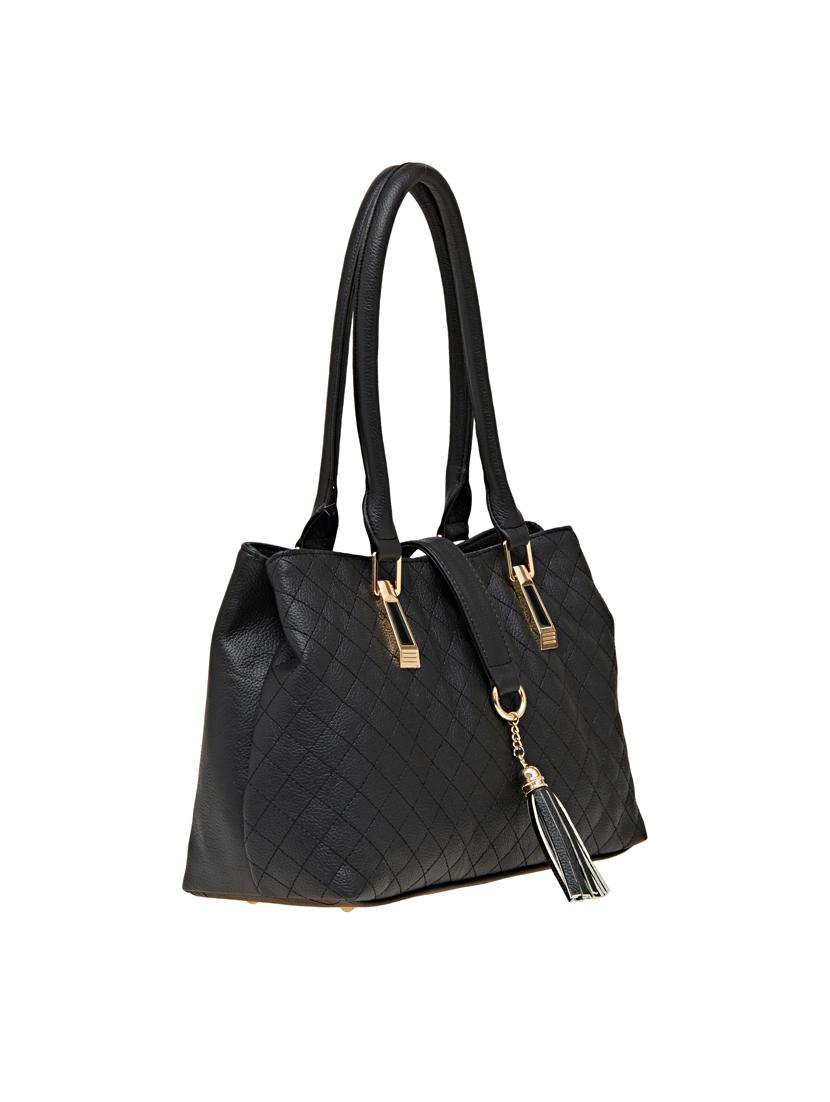 black leatherette (pu) handbag - 18394228 - Standard Image - 3