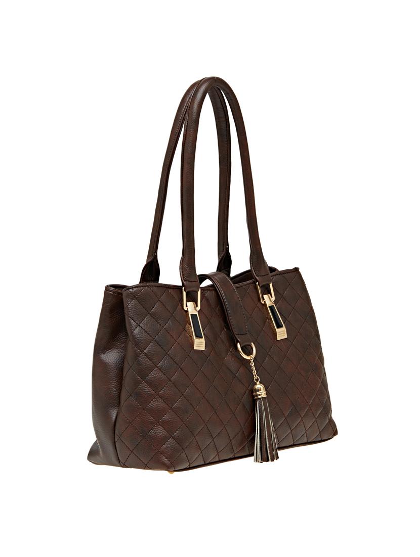 brown leatherette (pu) handbag - 18394229 - Standard Image - 3