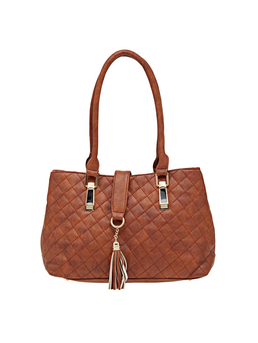 tan leatherette (pu) handbag - 18394231 -  Zoom Image - 0