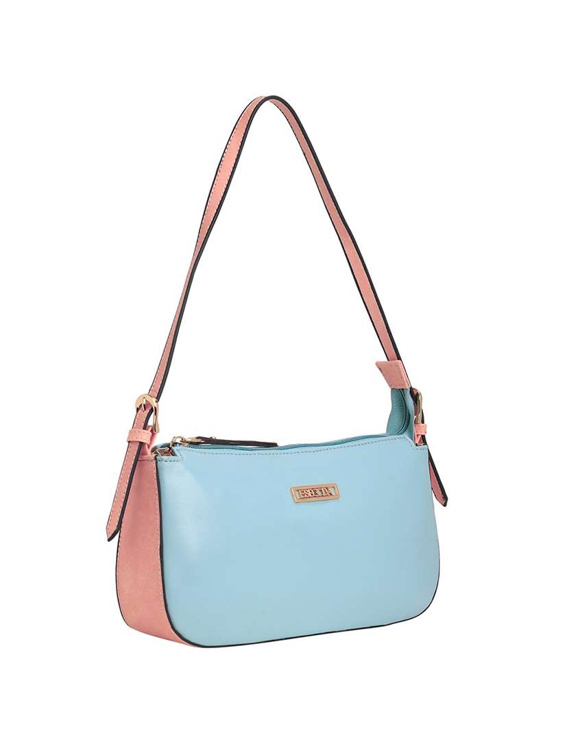 blue leatherette (pu) handbag - 18394237 - Standard Image - 3