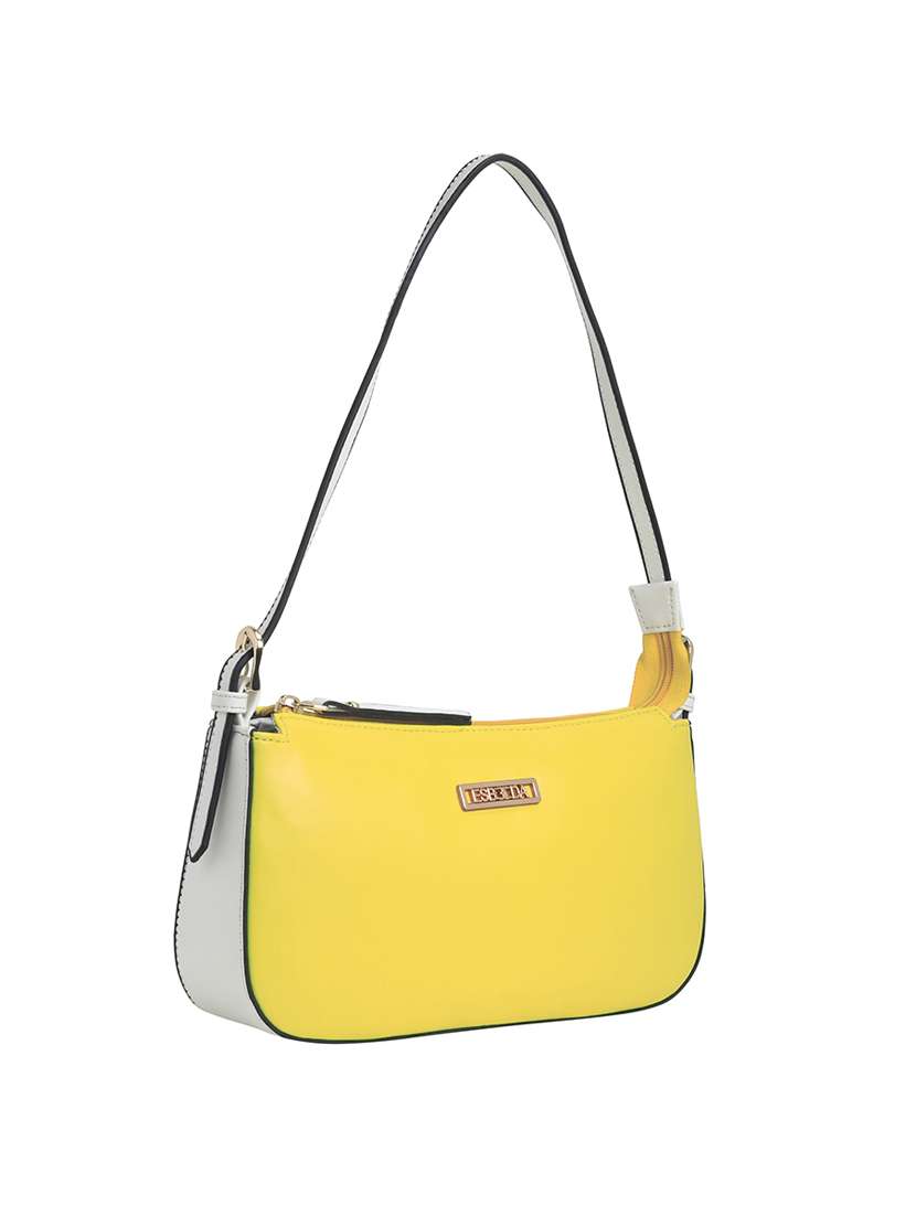 yellow leatherette (pu) handbag - 18394245 - Standard Image - 3