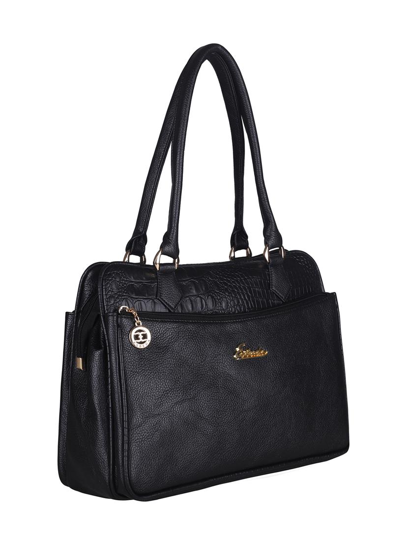 black leatherette (pu) handbag - 18394279 - Standard Image - 3