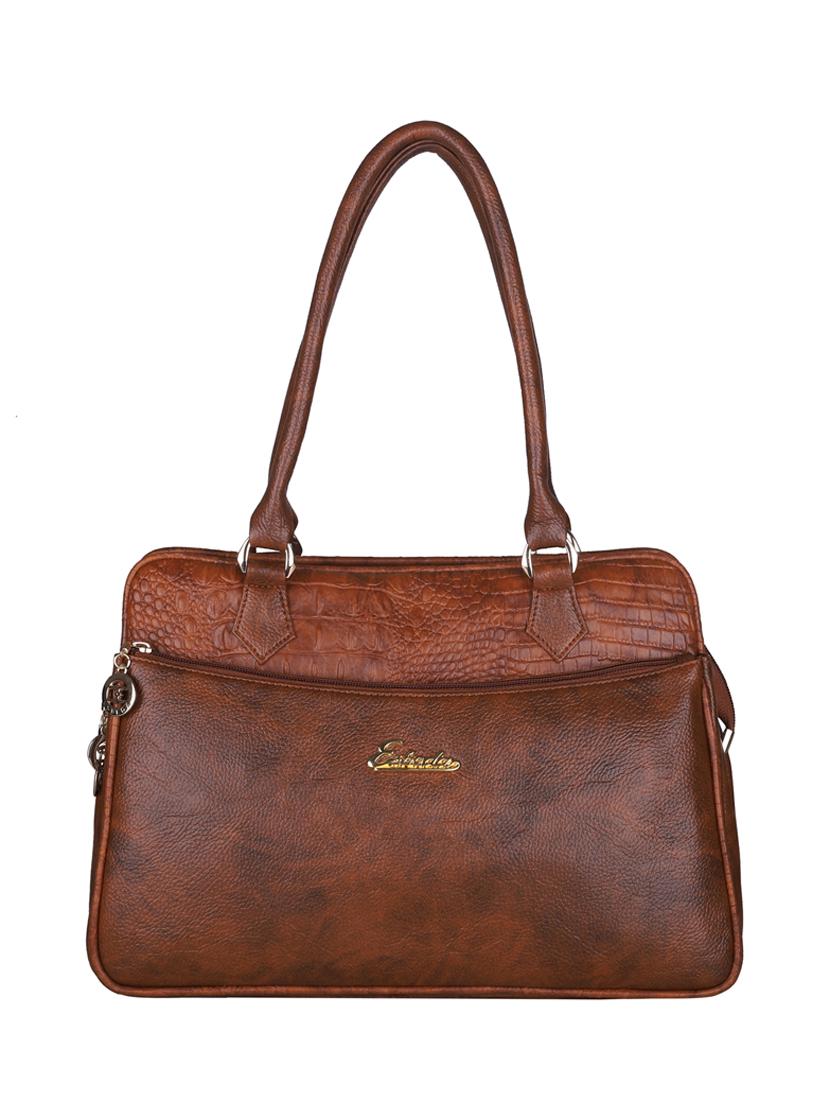 tan leatherette (pu) handbag - 18394281 -  Zoom Image - 0