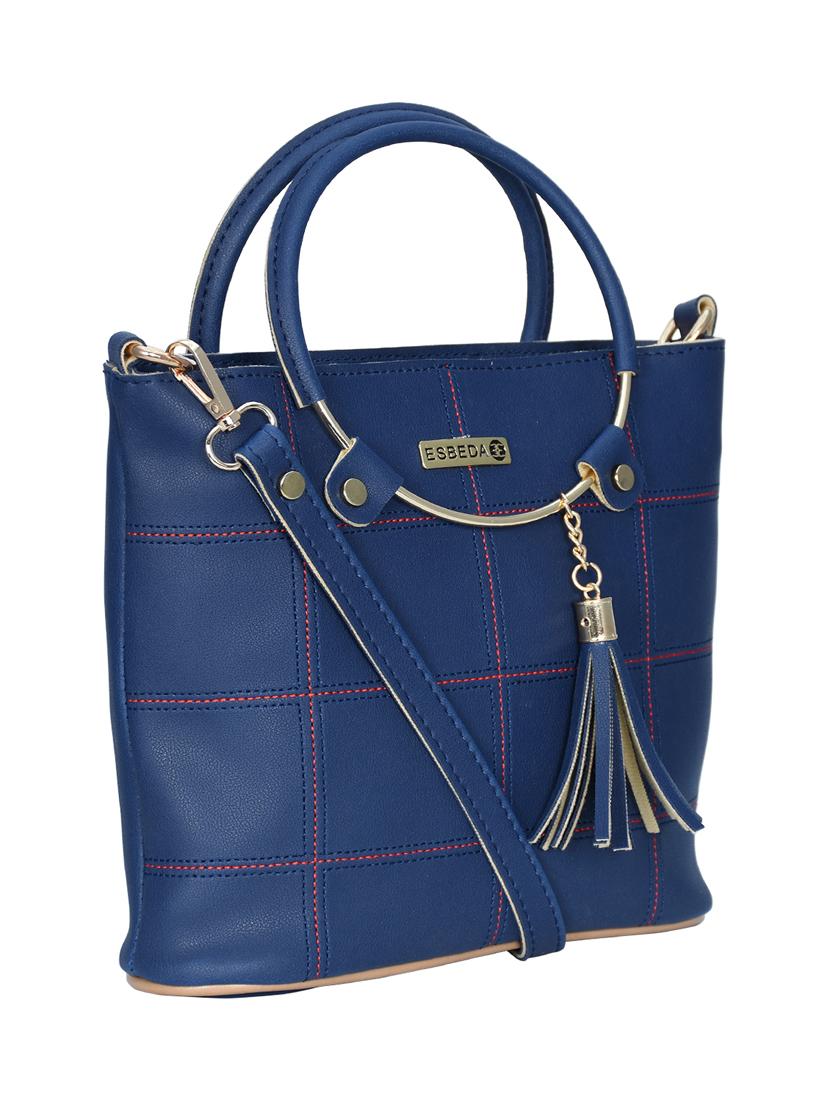 blue leatherette (pu) handbag - 18394297 - Standard Image - 3