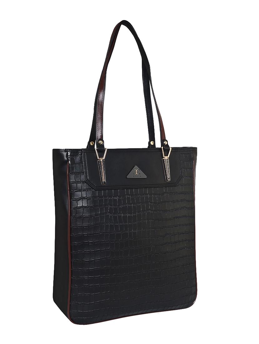 black leatherette (pu) handbag - 18394304 - Standard Image - 3