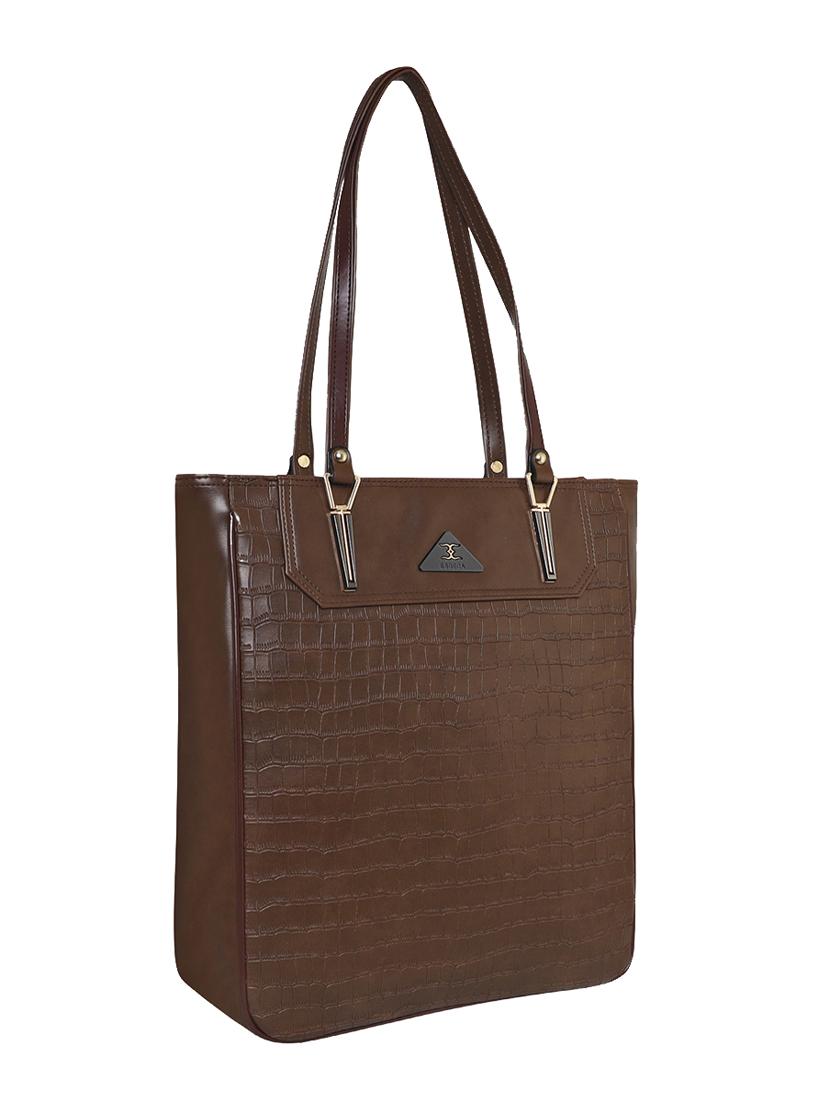 brown leatherette (pu) handbag - 18394307 - Standard Image - 3