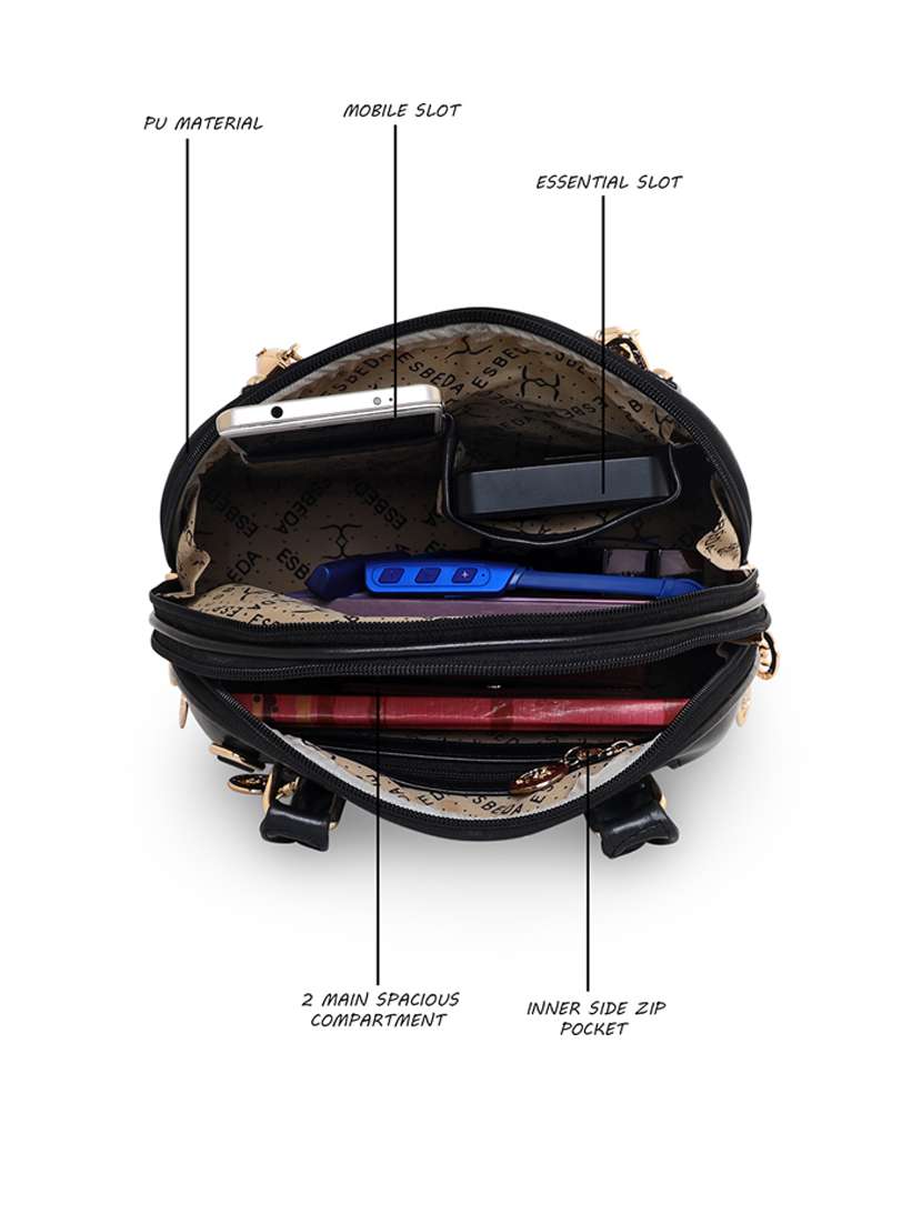 black leatherette (pu) handbag - 18394317 -  Standard Image - 3