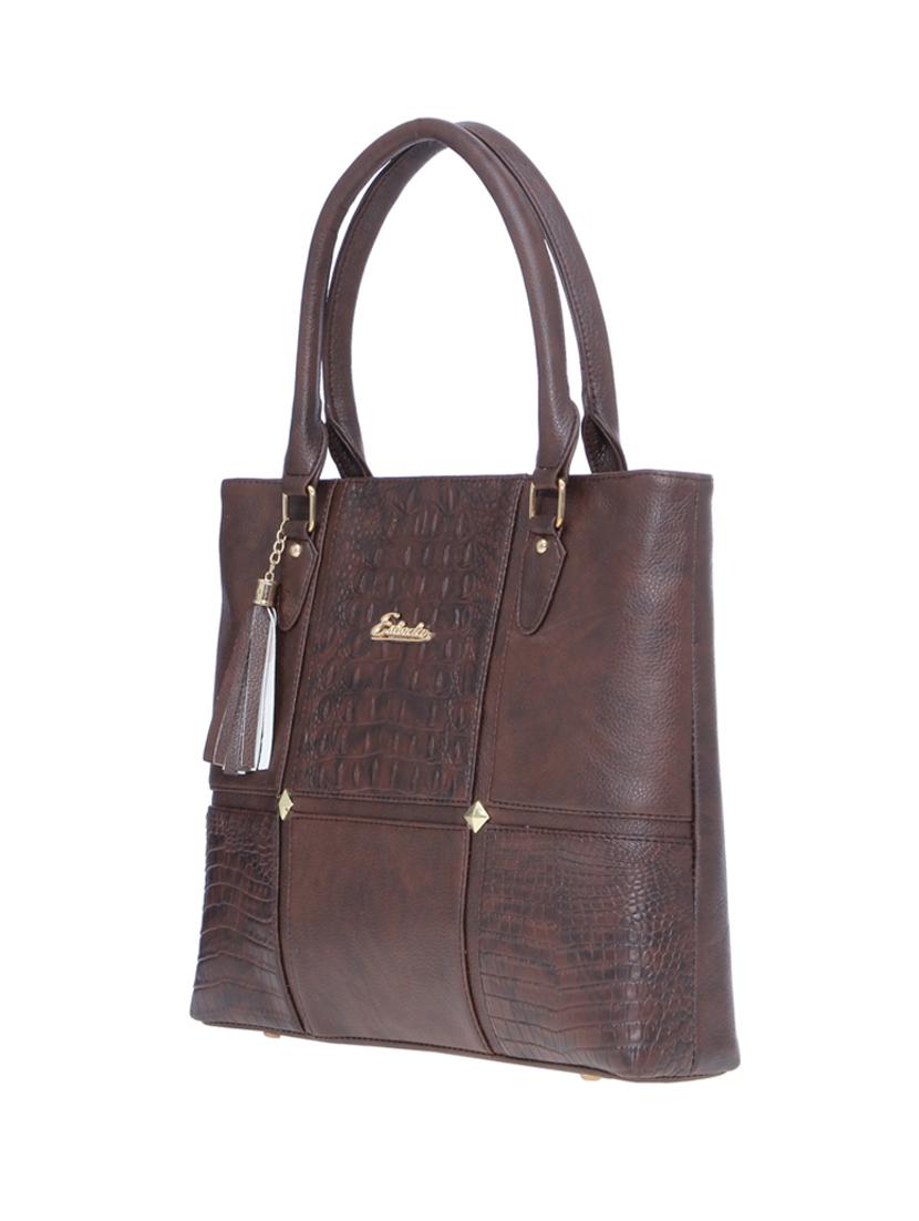 brown leatherette (pu) handbag - 18394353 - Standard Image - 3
