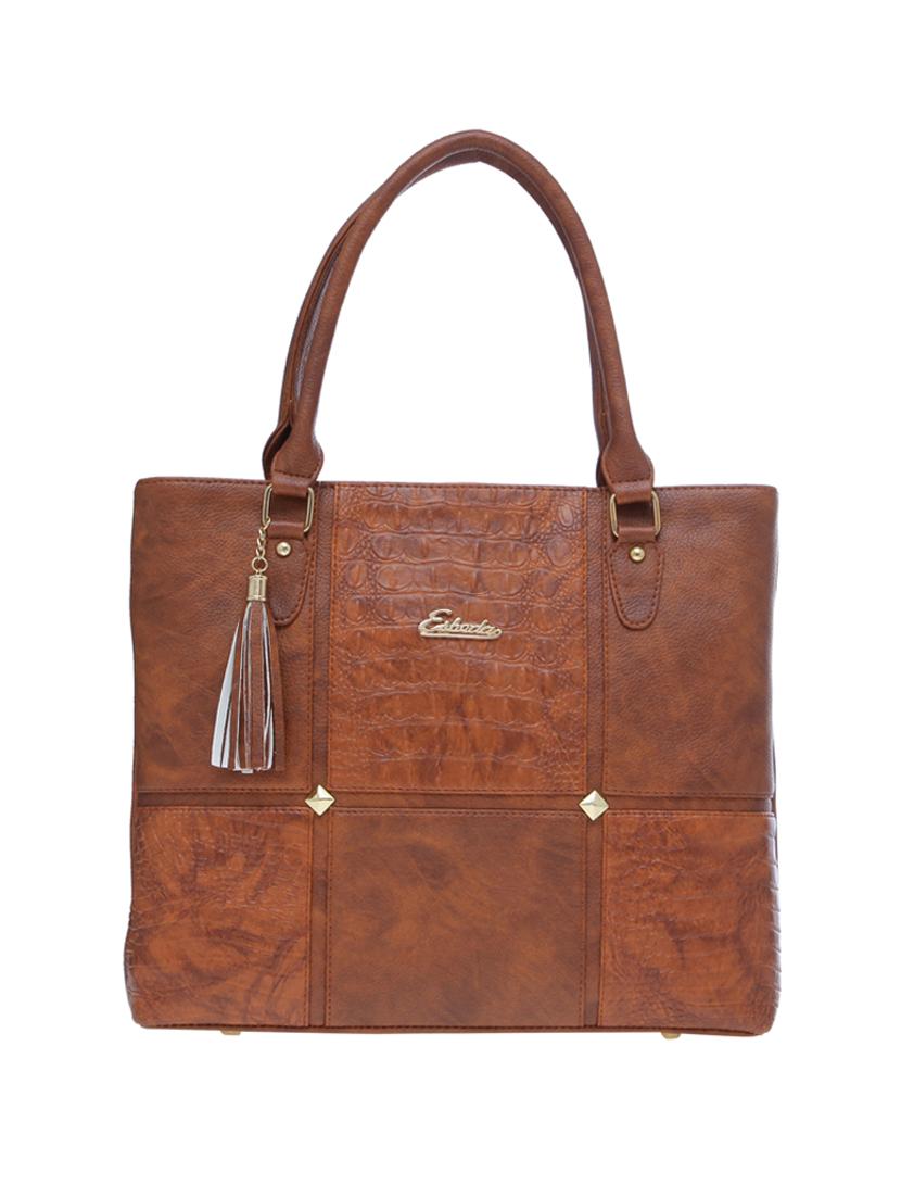 tan leatherette (pu) handbag - 18394354 - Zoom Image - 0