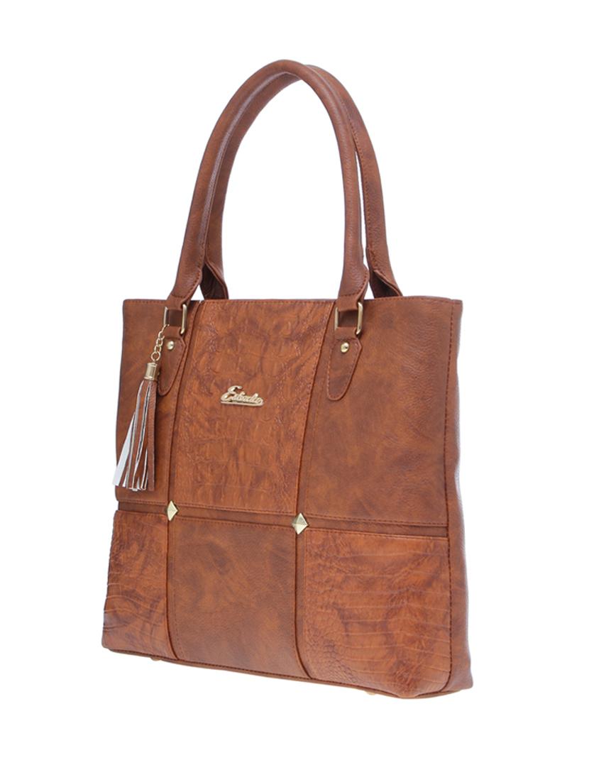 tan leatherette (pu) handbag - 18394354 - Standard Image - 3