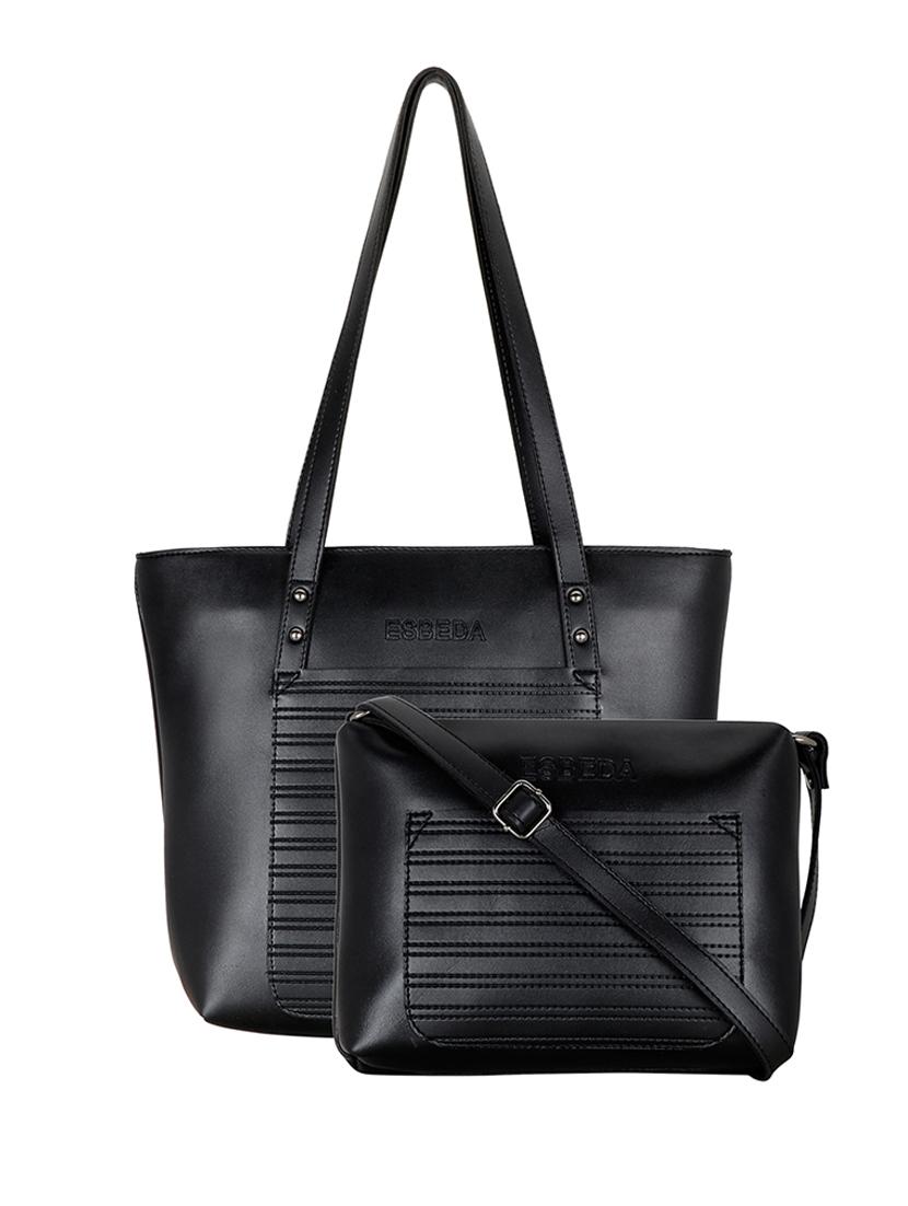 black leatherette (pu) handbag - 18394366 - Zoom Image - 0