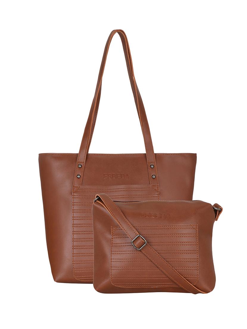 tan leatherette (pu) handbag - 18394367 - Zoom Image - 0