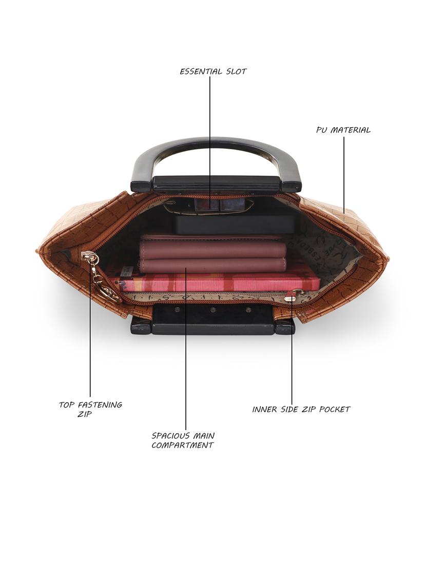 tan leatherette (pu) handbag - 18394437 - Standard Image - 3