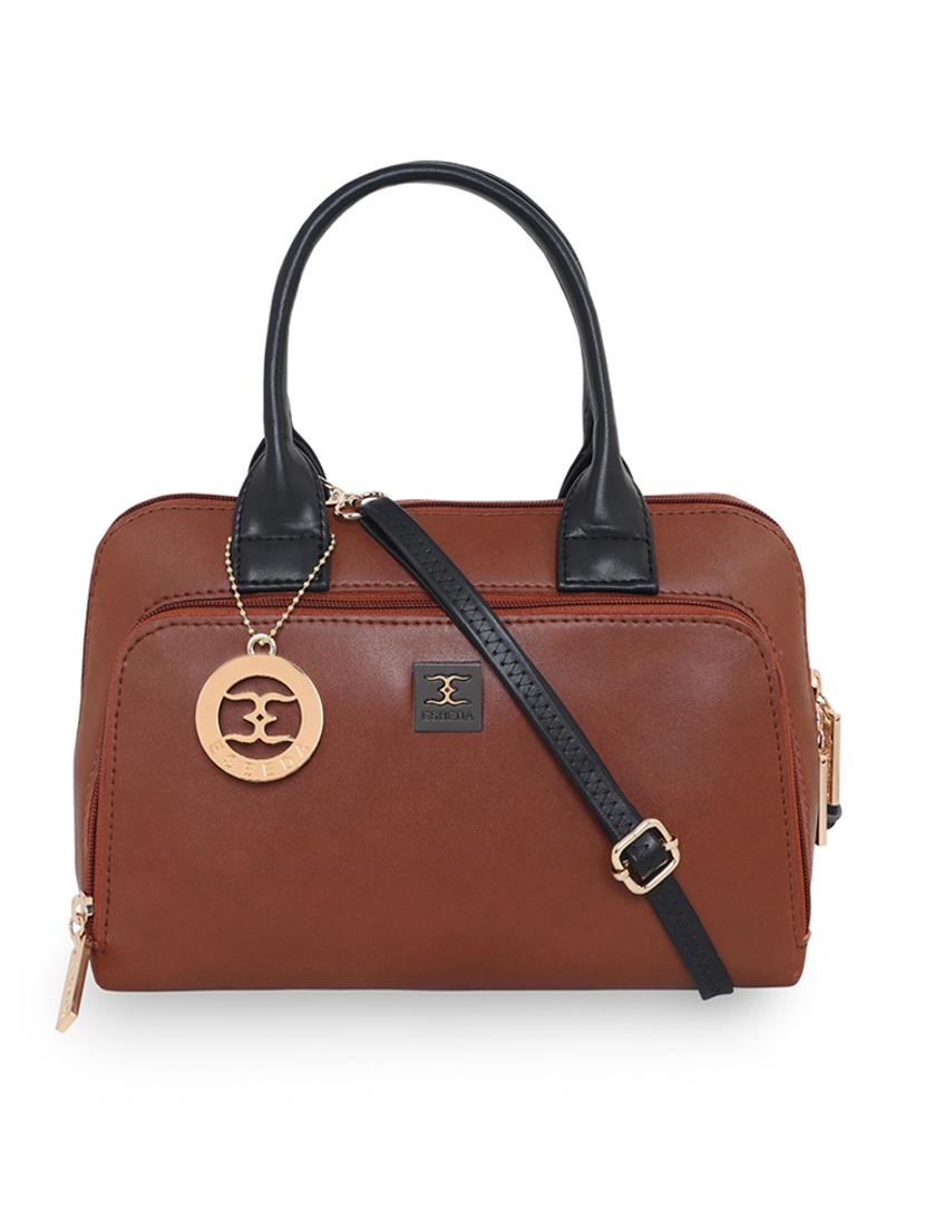 tan leatherette (pu) handbag - 18394465 -  Zoom Image - 0