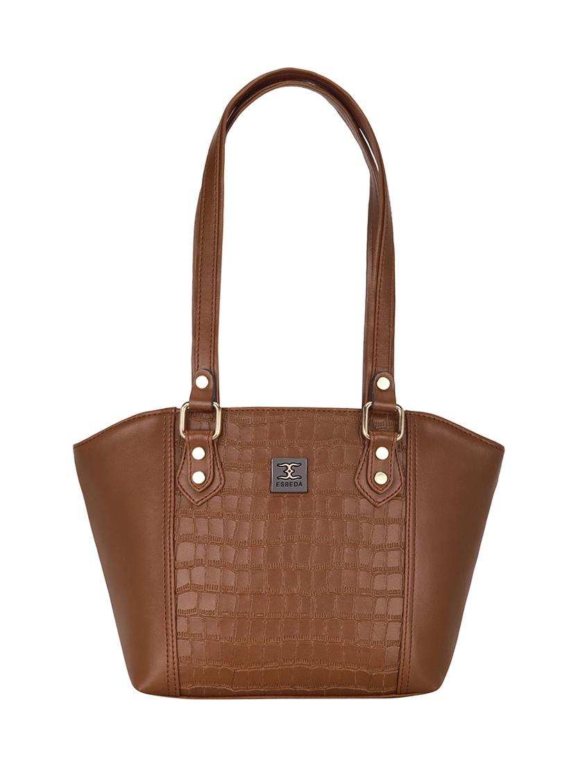 tan leatherette (pu) handbag - 18394480 -  Zoom Image - 0