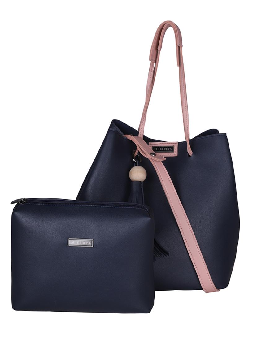 blue leatherette (pu) handbag - 18394499 -  Zoom Image - 0