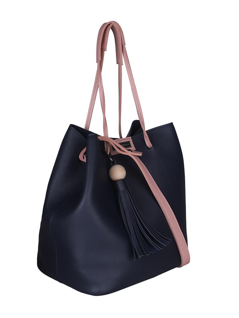 blue leatherette (pu) handbag - 18394499 - Standard Image - 3