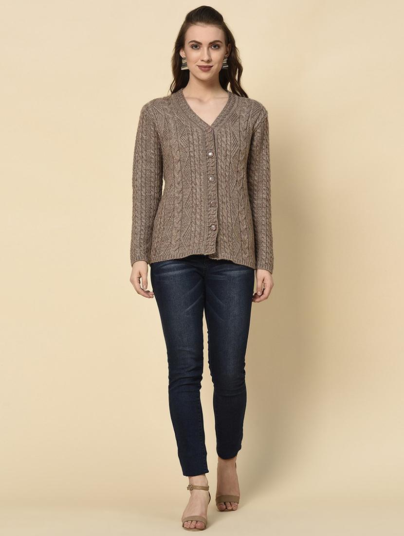 v-neck solid cardigan - 18394667 - Standard Image - 3