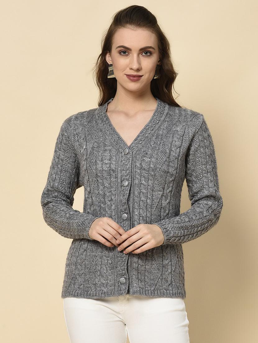 v-neck solid cardigan - 18394669 -  Zoom Image - 0