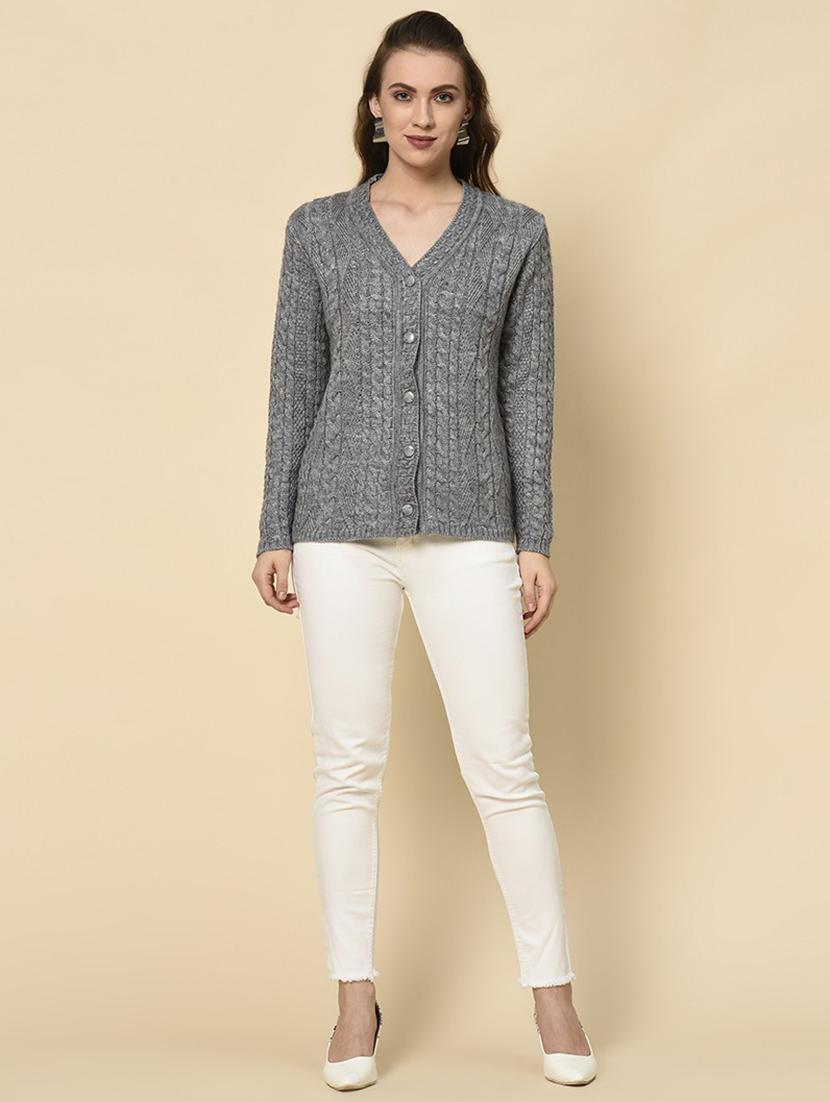 v-neck solid cardigan - 18394669 - Standard Image - 3