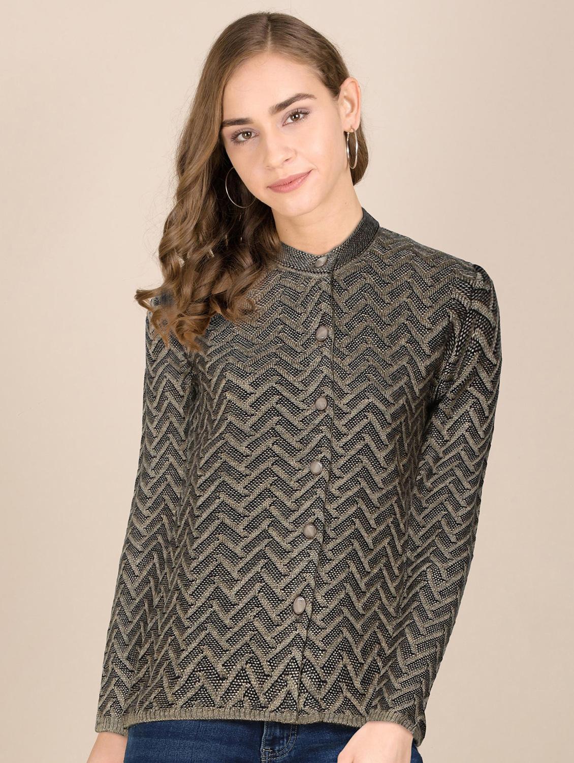 mandarin neck printed cardigan - 18394673 -  Zoom Image - 0