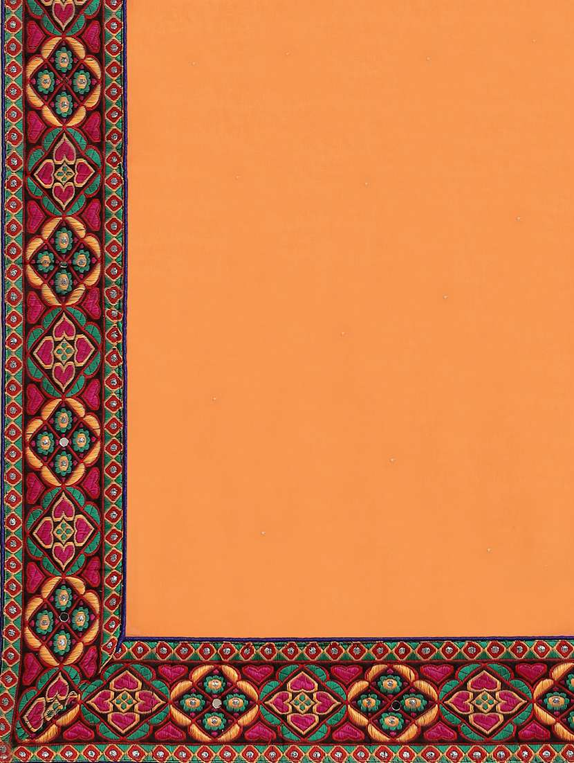women's solid with work orange colored saree with blouse - 18394834 - Standard Image - 3