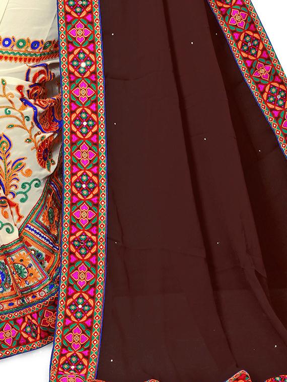 embroidered half and half saree - 18394842 - Standard Image - 3