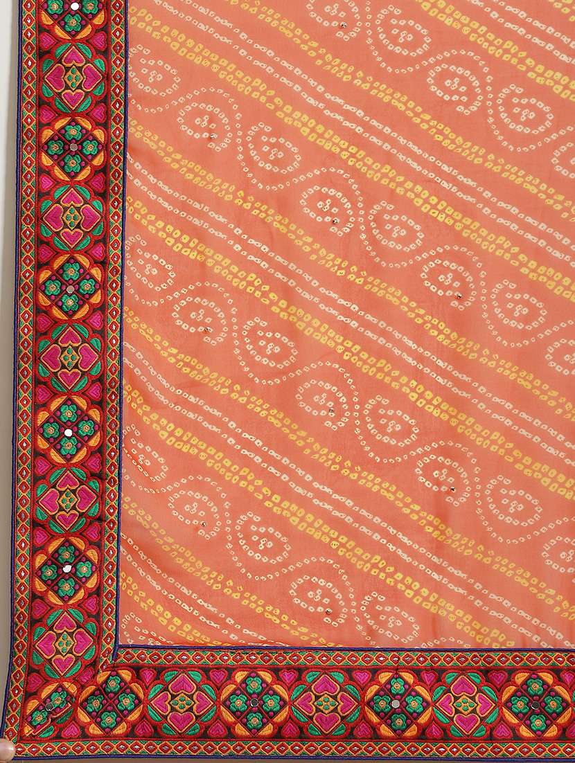women's bandhani orange colored saree with blouse - 18394881 - Standard Image - 3