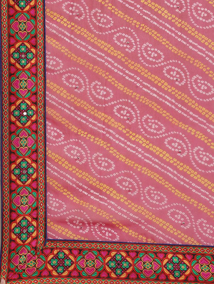women's bandhani pink colored saree with blouse - 18394882 -  Standard Image - 3