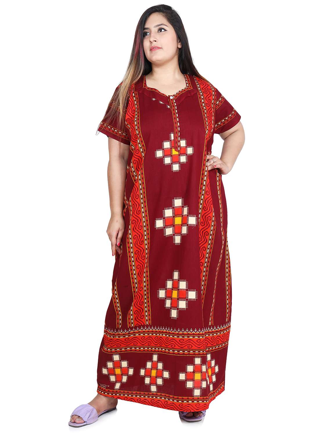 square neck printed nighty 