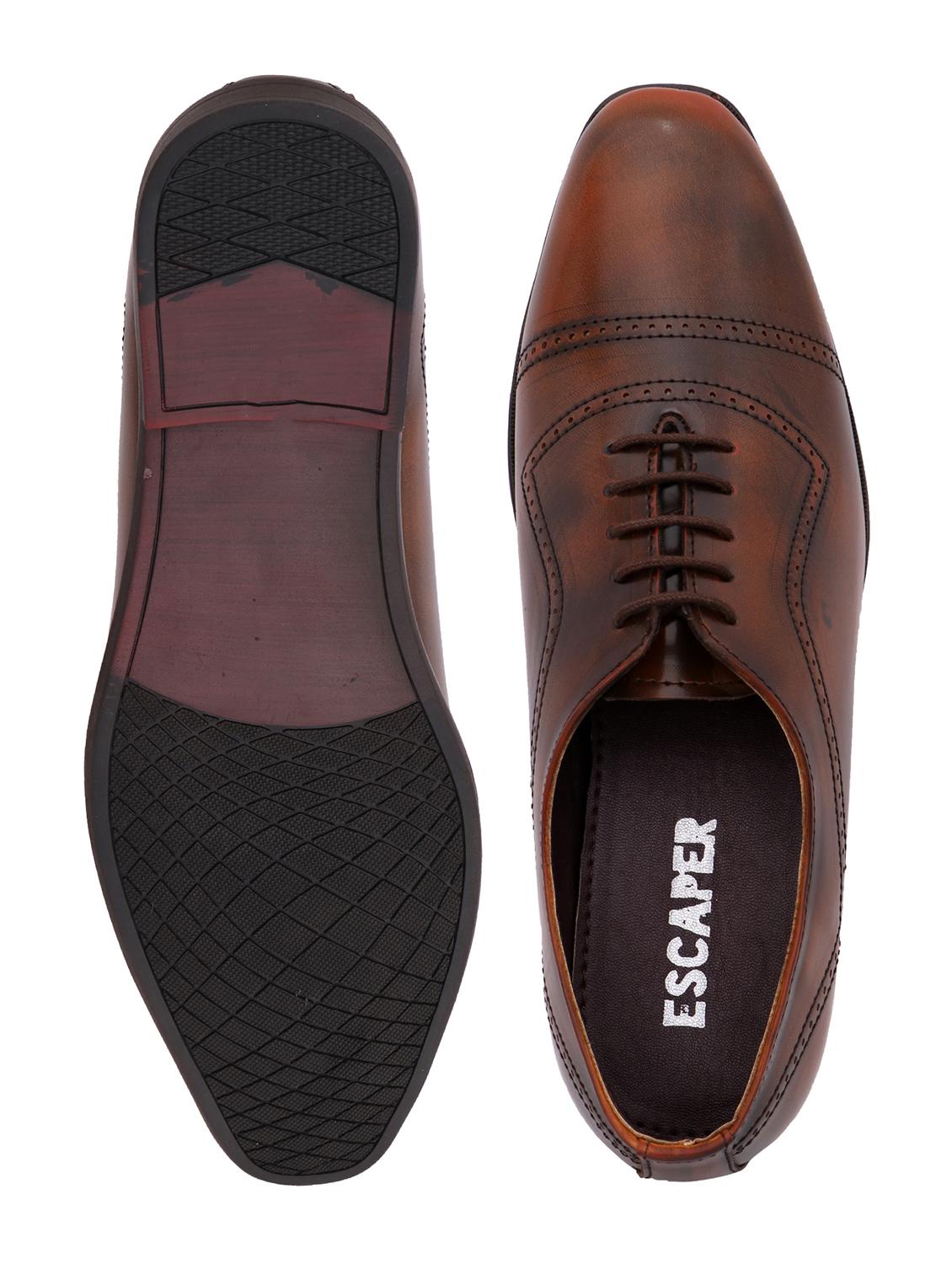 tan synthetic & mesh laceup brouges - 18395010 - Standard Image - 3