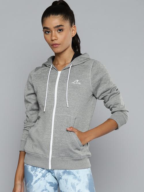 long sleeved solid hooded jacket - 18395156 - Standard Image - 0