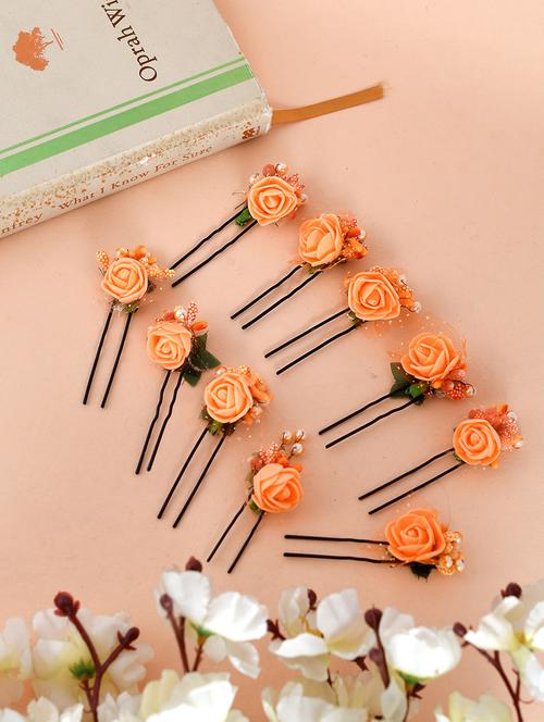 orange flower u pin hair accessory set - 18395656 - Standard Image - 0