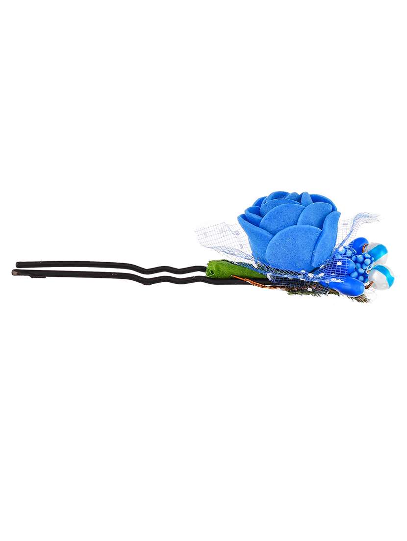 Set Of 10 Blue Flower Juda Hair Bun Accessory Set - 18395666 -  Standard Image - 5