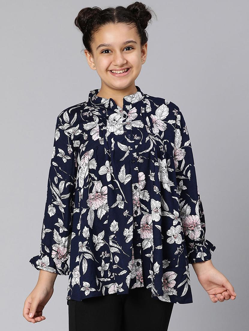 girls mandarin collar top - 18395710 - Zoom Image - 0