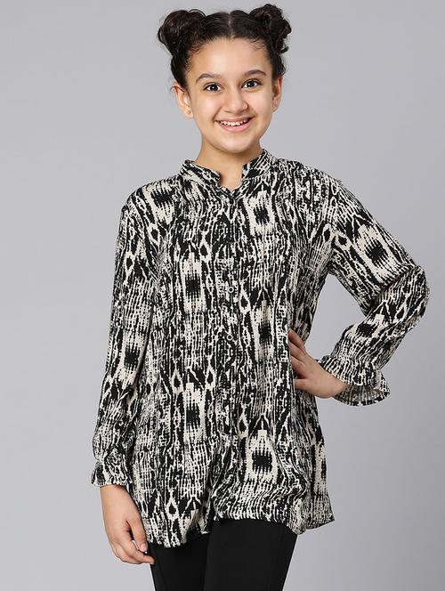 girls mandarin collar top - 18395712 - Standard Image - 0