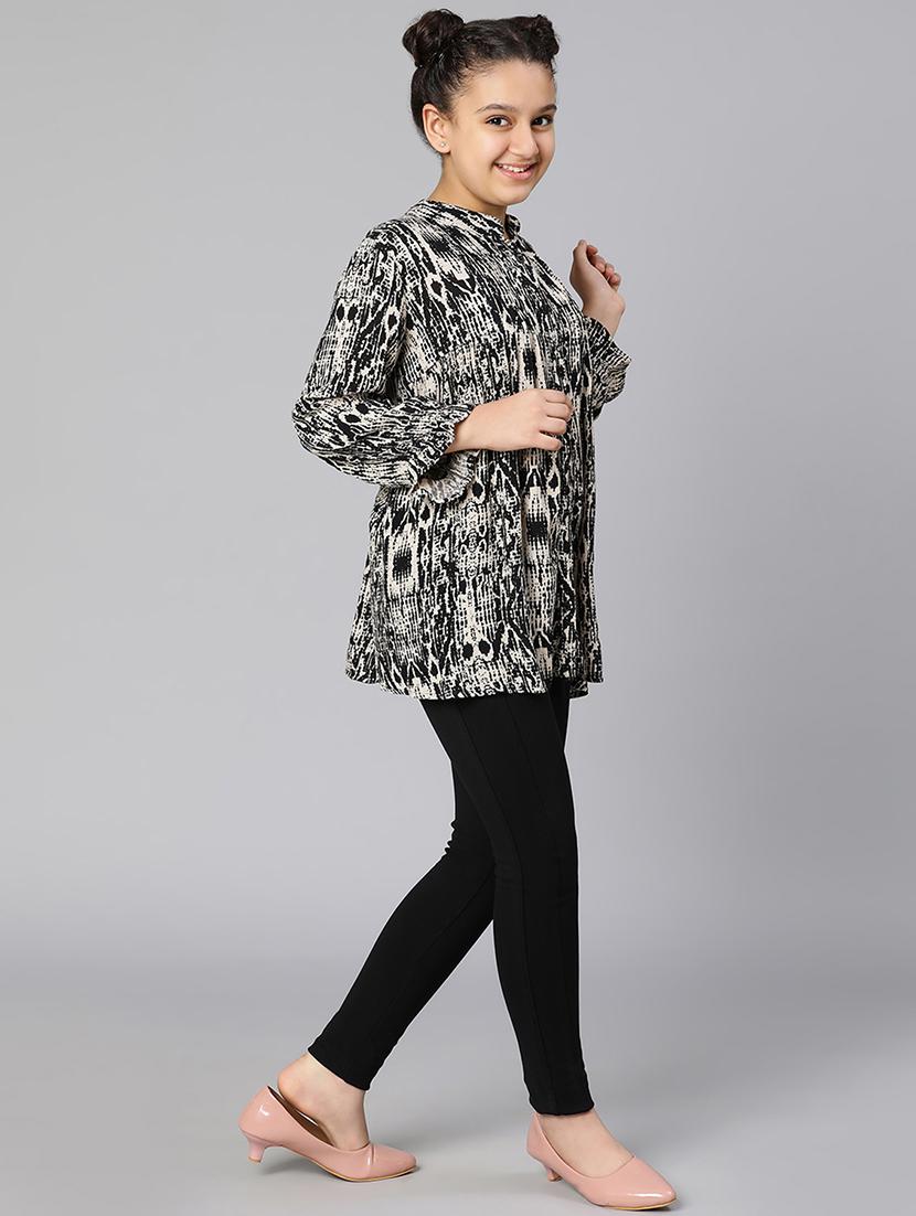 girls mandarin collar top - 18395712 - Standard Image - 3