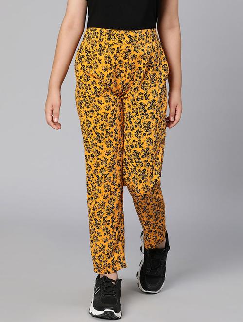 yellow printed casual trouser - 18395717 -  Standard Image - 0