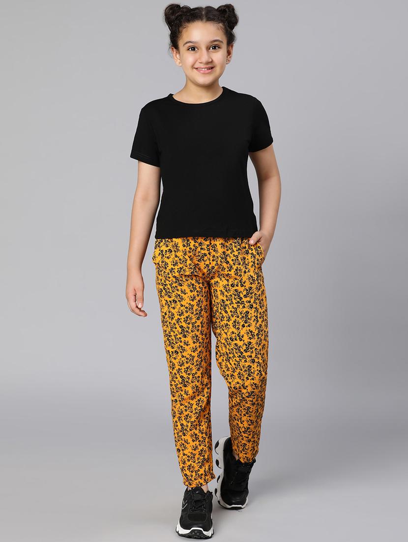 yellow printed casual trouser - 18395717 - Standard Image - 3