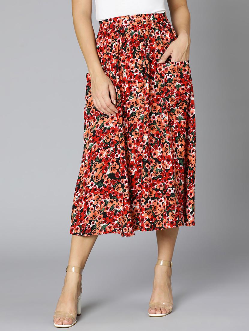 mid rise floral flared skirt - 18395726 - Zoom Image - 0