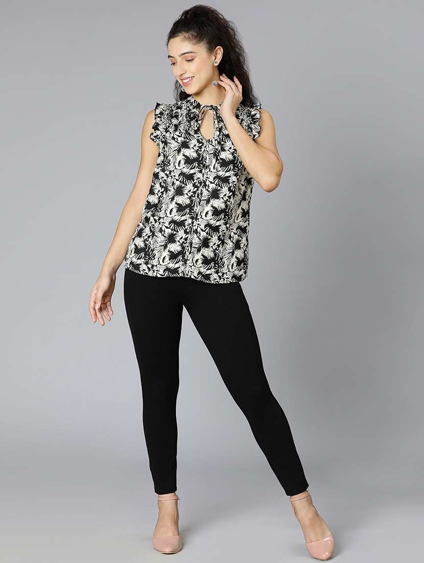 women's straight tie-up neck top - 18395750 - Standard Image - 3