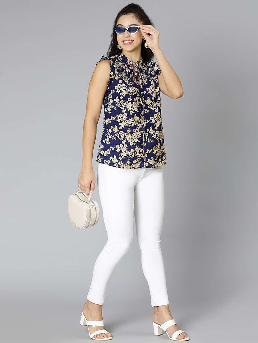 women's a line tie-up neck top - 18395752 - Standard Image - 3