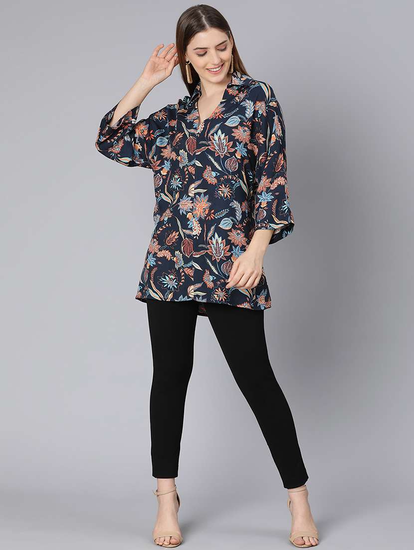 shirt collar printed tunic - 18395793 -  Standard Image - 3