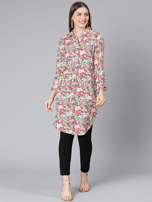 long sleeved printed tunic - 18395803 - Standard Image - 0