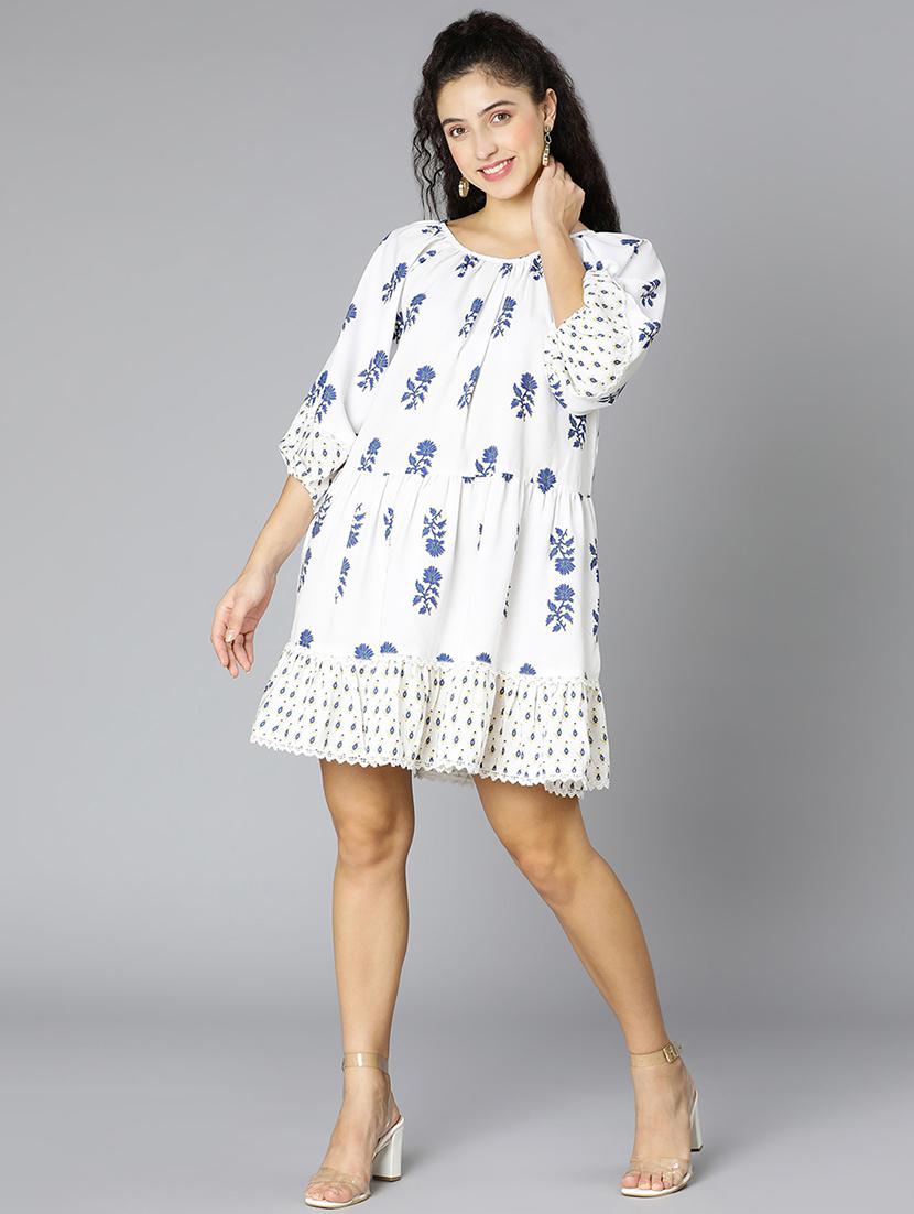 round neck floral fit & flare dress - 18395831 - Standard Image - 3