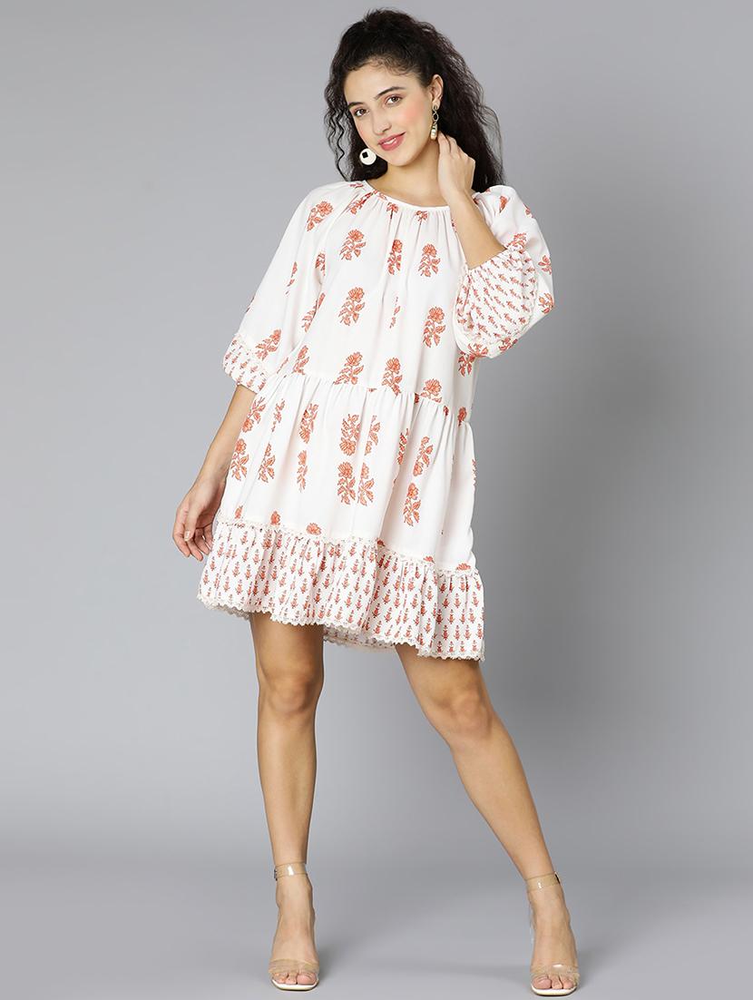 round neck floral fit & flare dress - 18395832 - Standard Image - 3
