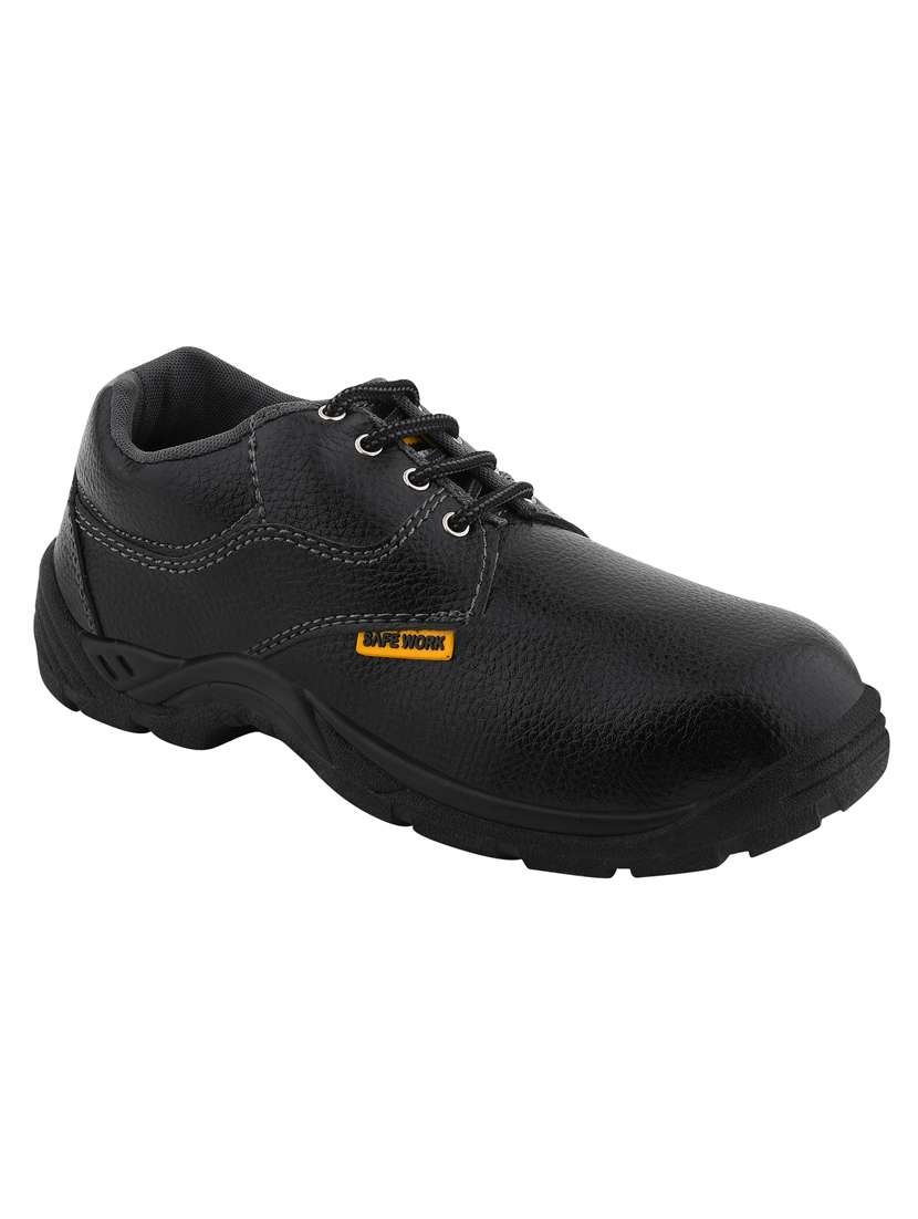 black synthetic lace up shoes