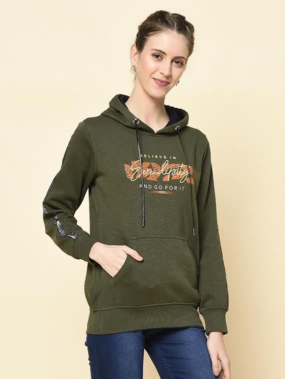 hooded neck printed sweatshirt - 18396189 -  Zoom Image - 0